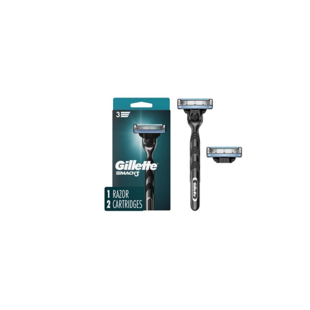 Gillette Mach3 Razor for Men, 1 Razor Handle + 2 Blade Refills - Picture 1 of 7